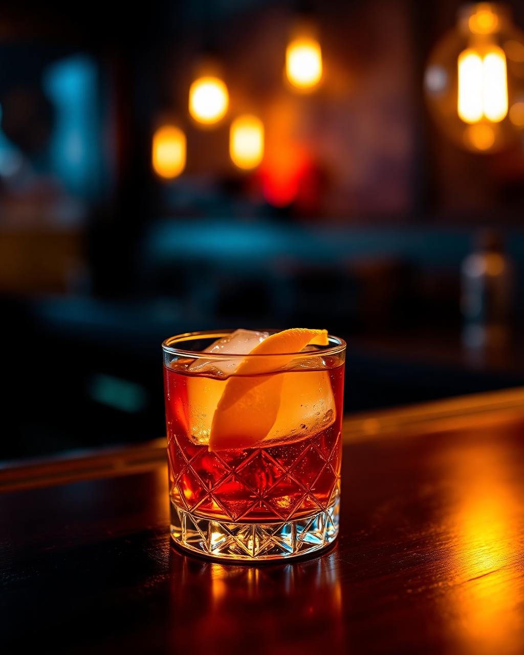 Old fashioned with orange peel